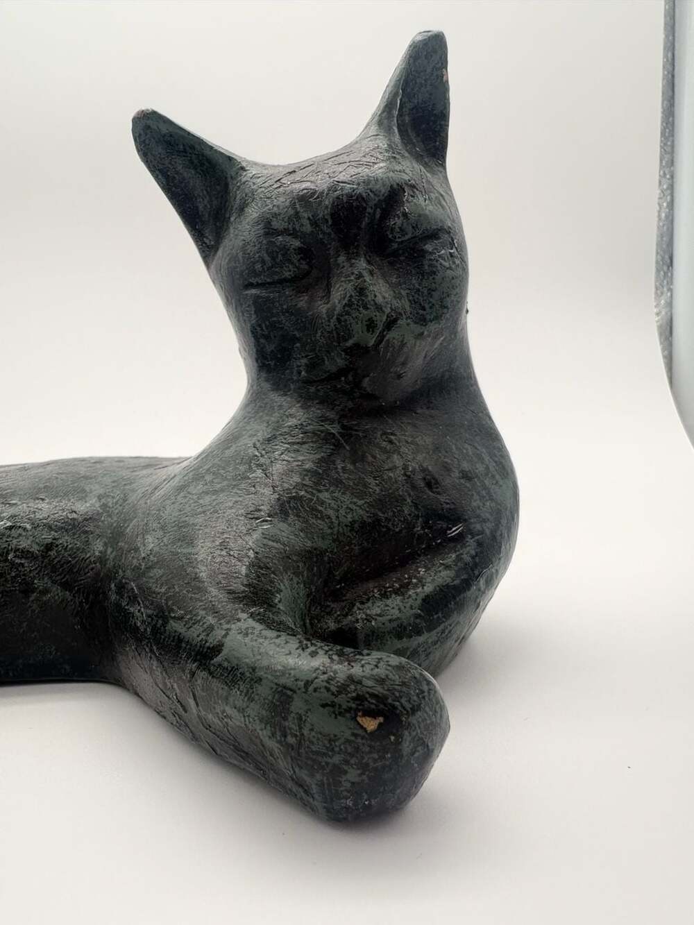 Authentic Pierre Chenet French Bronze Reclining Cat Fig. - Crown Foundry Mark